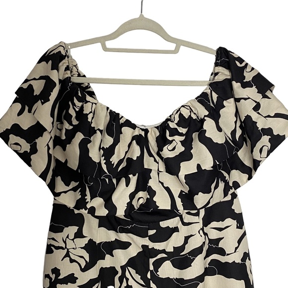 NEW L’ATISTE by Amy Abstract Print One Piece Romper Jumpsuit Ruffle Plus Size 2X - Picture 3 of 16